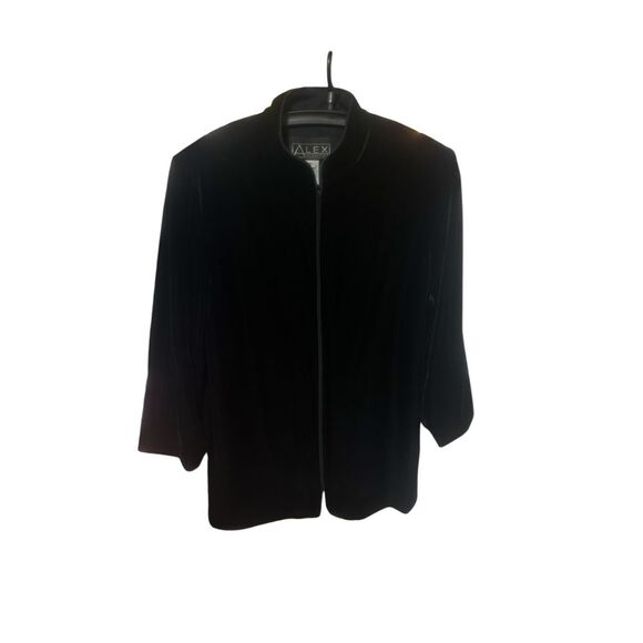 Alex Evenings Black Velvety Velour Zipper Formal Dress Jacket‎ (XL) - Picture 1 of 5